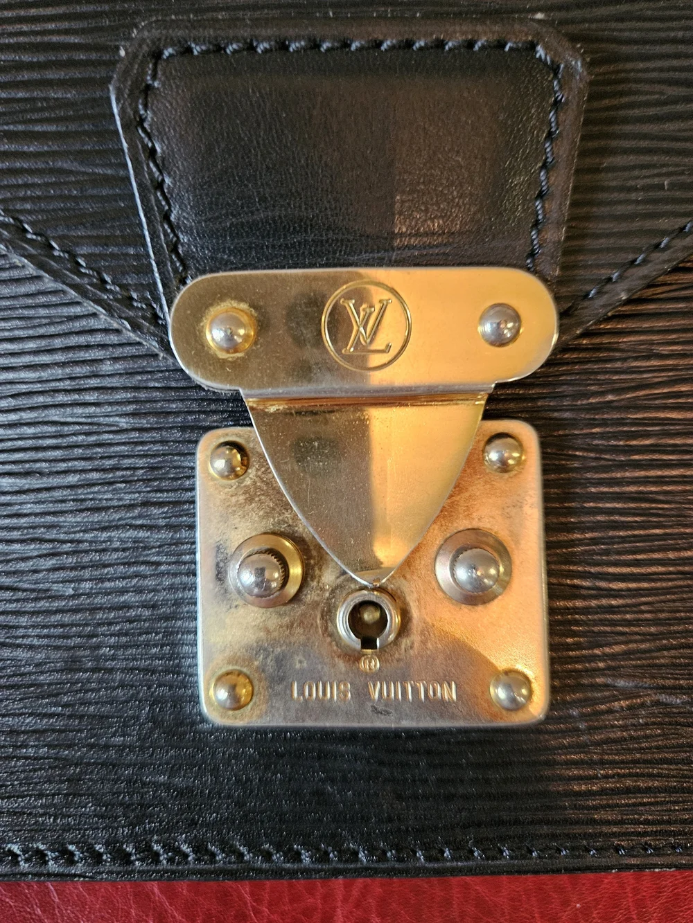 Louis Vuitton Black Epi Leather Monceau  Bag with Gold Hardware